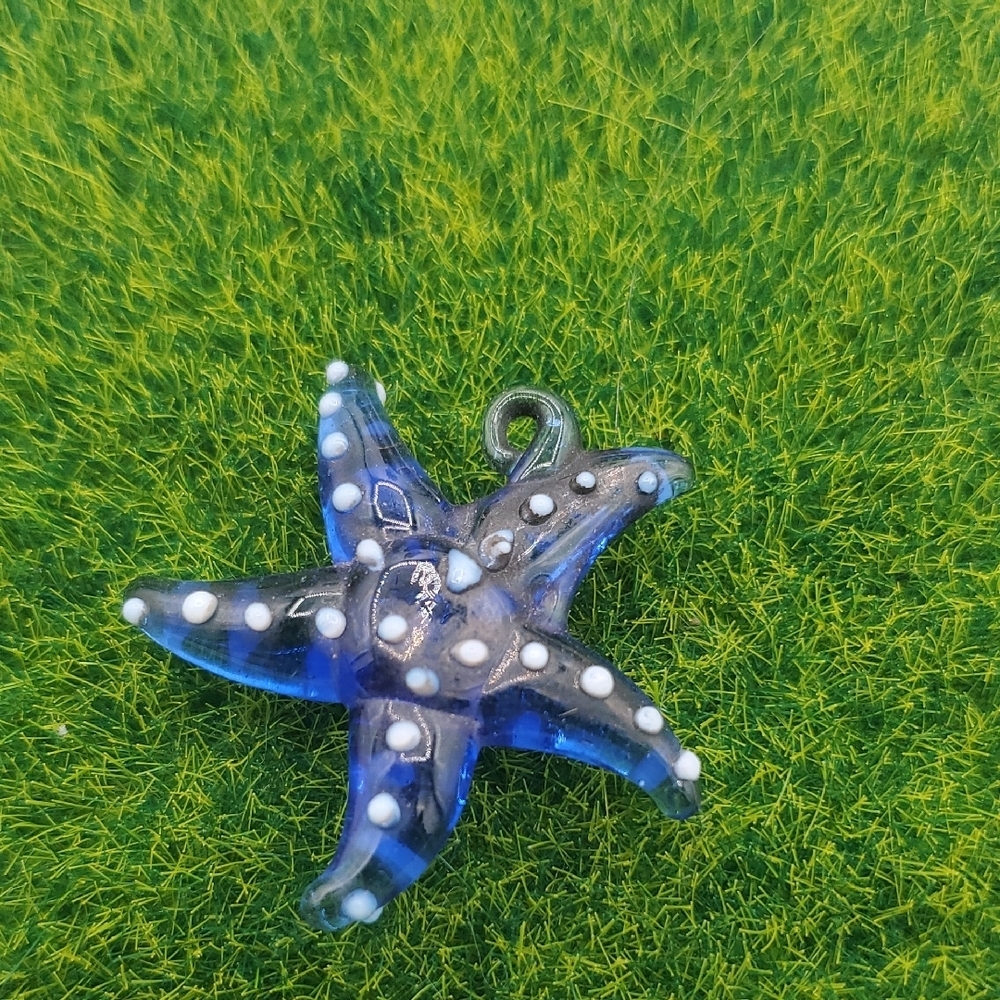 Artisan Blue‎ Glass Starfish Beach Bohemian Boho Pendant P315